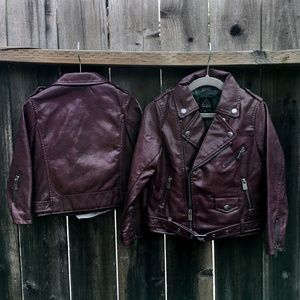 NWT Kids Unisex Wine Vegan Leather Moto Jacket